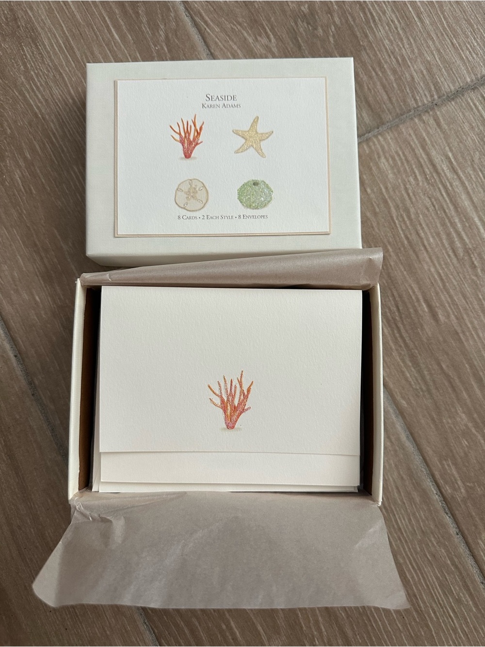 Seaside Karen Adams Seashell blank greeting cards with envelopes